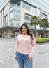 Round Neck Pearl Decor Cardigan